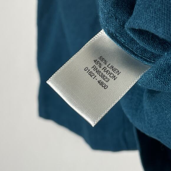 Womens Button Up Top Linen Blend Size M Beach Lagenlook Boho Coastal Lightweight - Picture 5 of 8